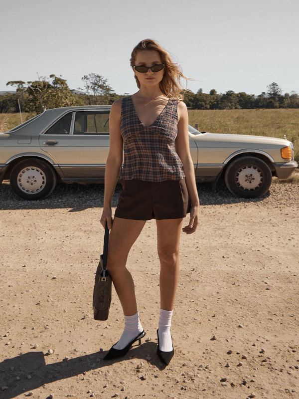Afends Giselle women's seersucker textured top with a lightweight fabric and relaxed fit.