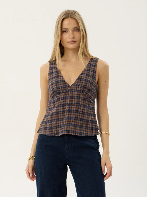 Afends Giselle women's seersucker textured top with a lightweight fabric and relaxed fit.