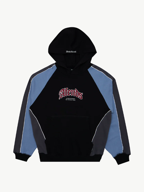 Afends Occupancy Paneled Boxy Hood unisex heavyweight hoodie with a relaxed boxy fit.