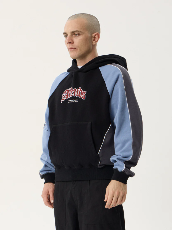 Afends Occupancy Paneled Boxy Hood unisex heavyweight hoodie with a relaxed boxy fit.