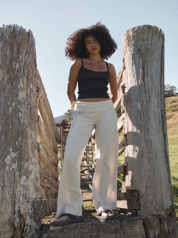Afends Sofia Reverb women's organic wide leg pants with a relaxed fit and everyday style.