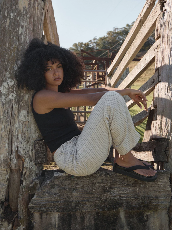 Afends Sofia Reverb women's organic wide leg pants with a relaxed fit and everyday style.