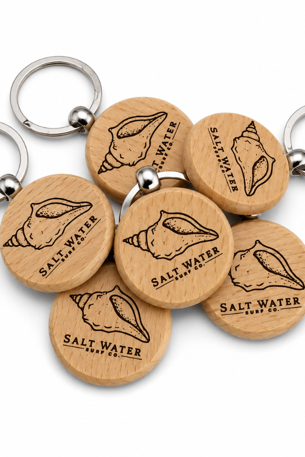 Conch Shell Handmade Engraved Wooden Keychain