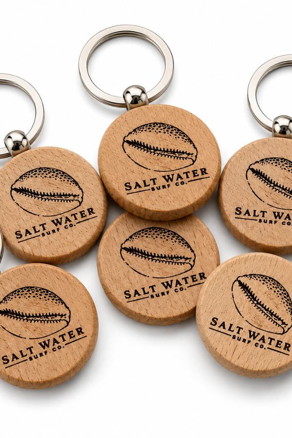 Cowrie Shell Handmade Engraved Wooden Keychain