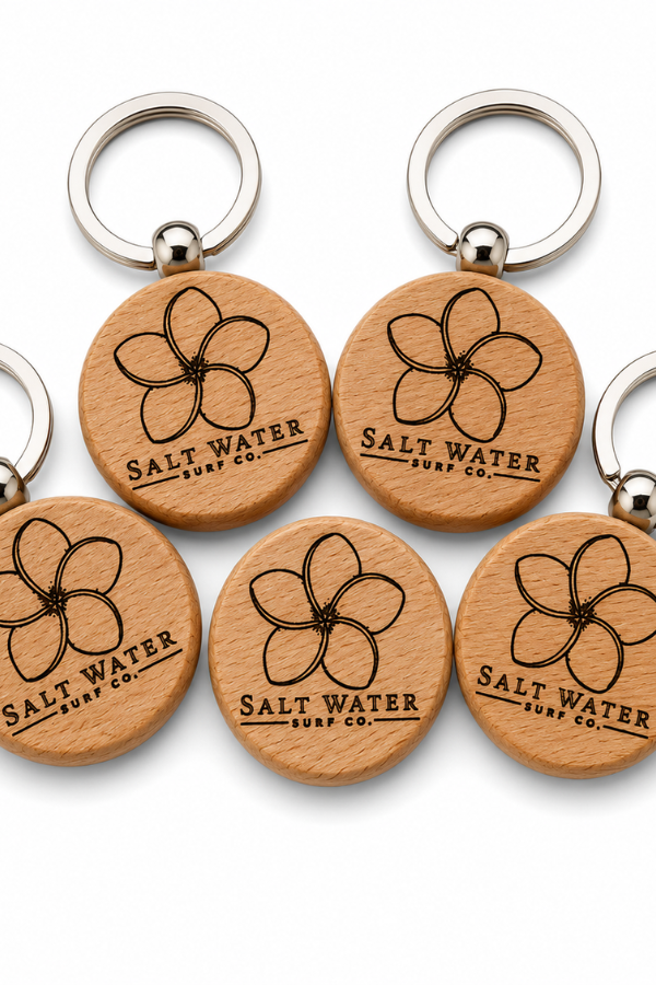 Frangipani Flower Handmade Engraved Wooden Keychain