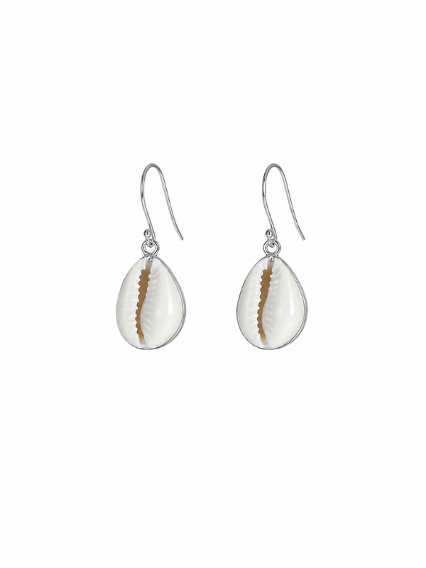 Handmade 925 sterling silver cowrie shell earrings with a timeless ocean-inspired design.