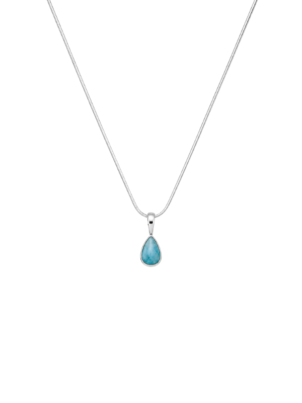 Handmade Larimar necklace featuring natural blue Larimar stone and a coastal-inspired design.