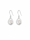 Handmade 925 sterling silver Shiva shell earrings with a unique ocean-inspired coastal design.