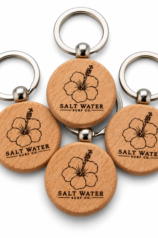 Hibiscus Flower Handmade Engraved Wooden Keychain