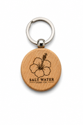 Hibiscus Flower Handmade Engraved Wooden Keychain