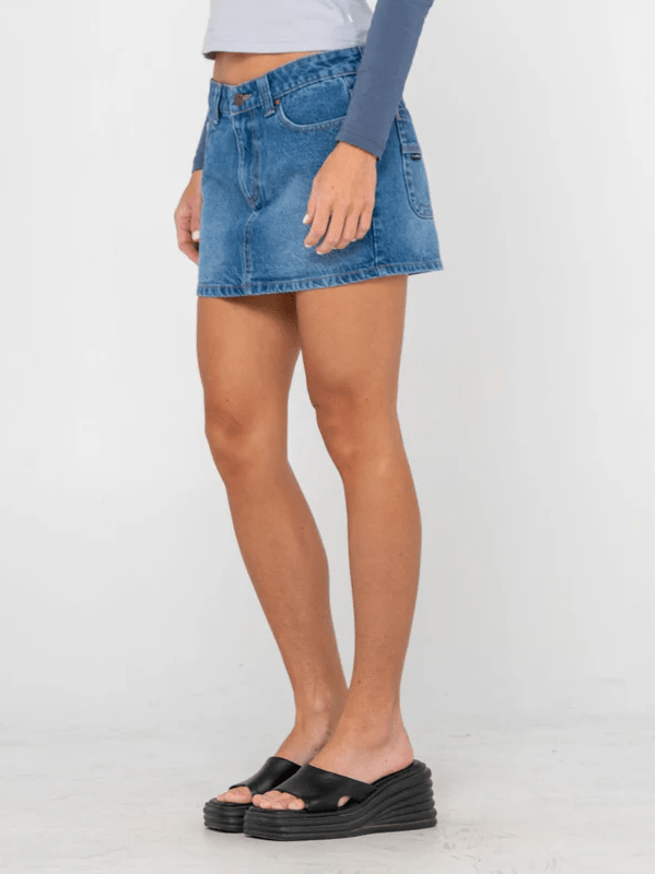 RUSTY MAVERICKS LOW RISE DENIM MINI SKIRT