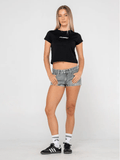 RUSTY DIRTY LEMMY MICRO MINI DENIM SHORT