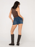 RUSTY BLASTED EYE-LET-LOOSE DENIM MICRO SKIRT