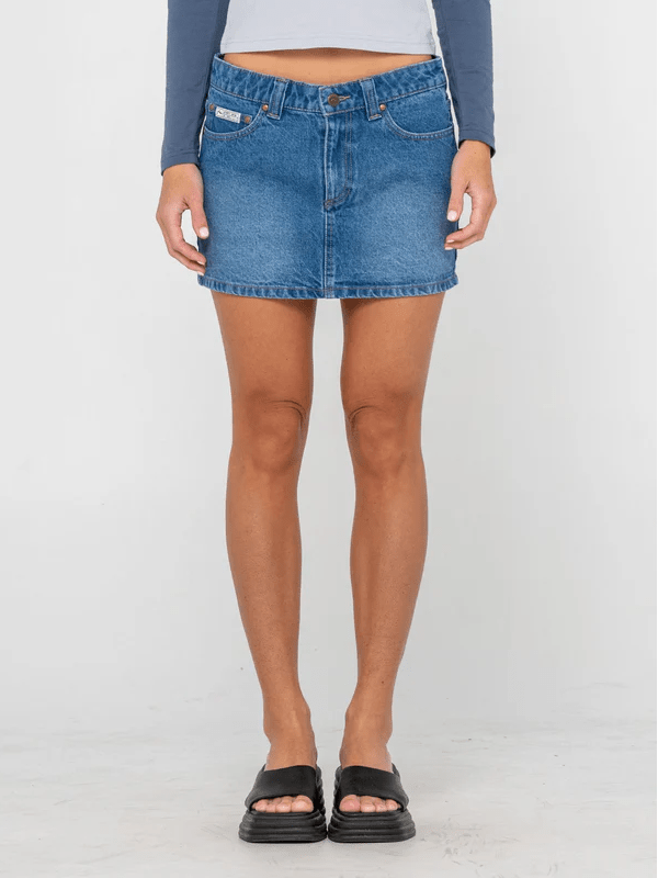 RUSTY MAVERICKS LOW RISE DENIM MINI SKIRT