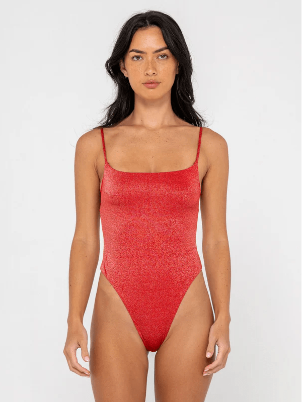 RUSTY SHIMMY LOW BACK ONE PIECE SWIMSUIT