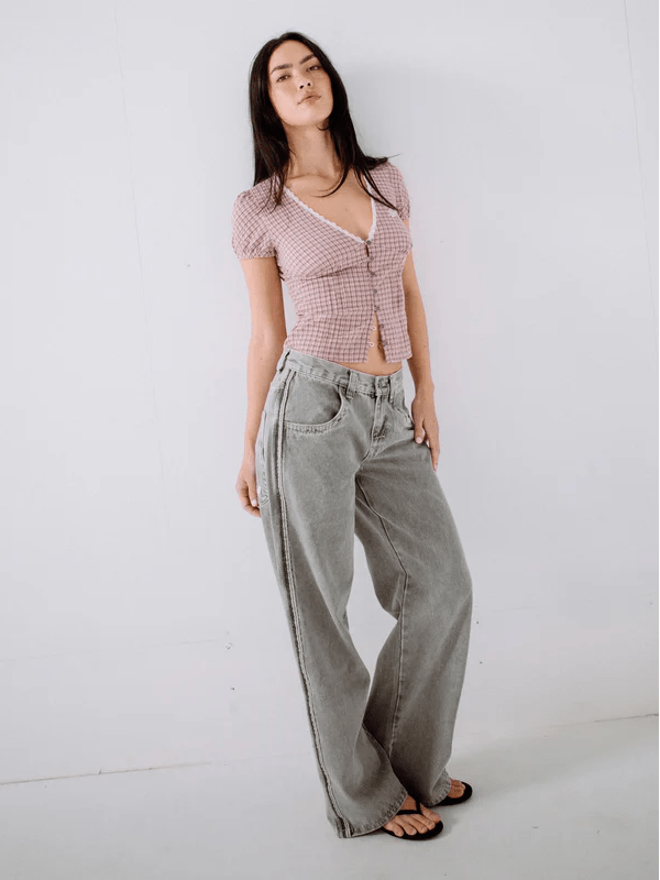 RUSTY FLIP MOMMY LOW RISE WIDE LEG DENIM JEAN