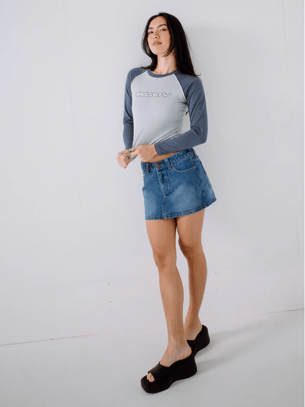 RUSTY MAVERICKS LOW RISE DENIM MINI SKIRT