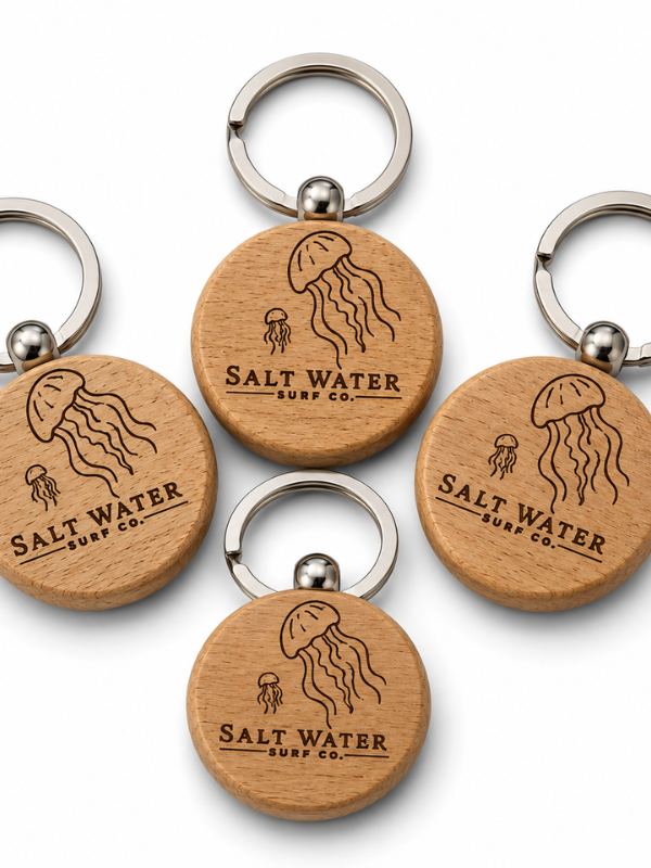 Jellyfish Handmade Engraved Wooden Keychain