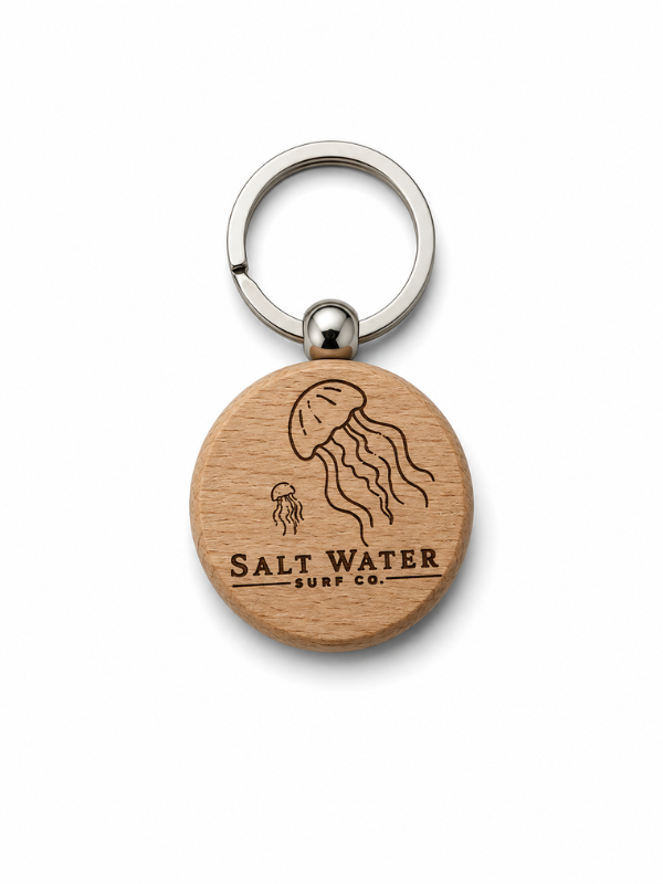 Jellyfish Handmade Engraved Wooden Keychain
