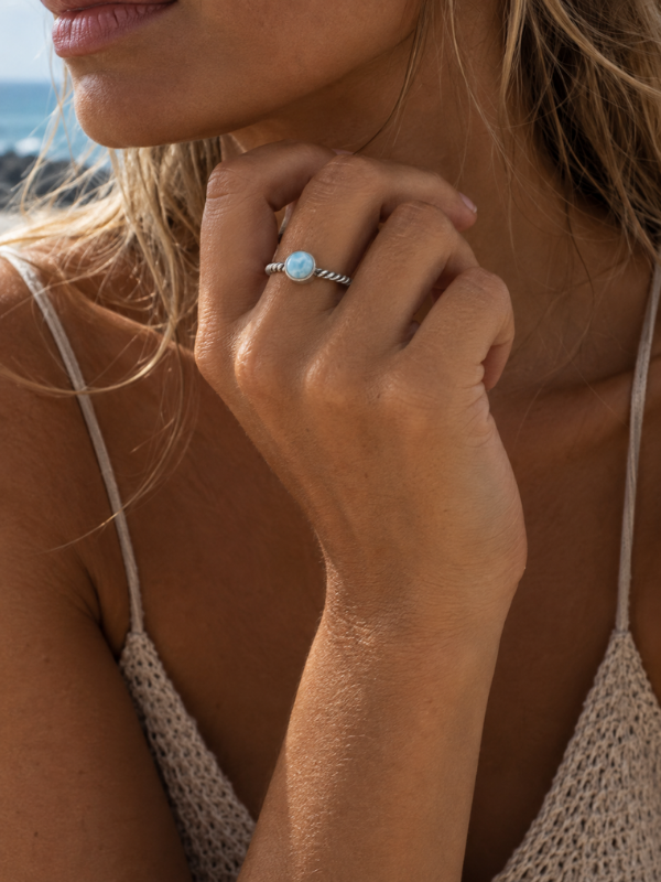 Classic Larimar Twisted Ring