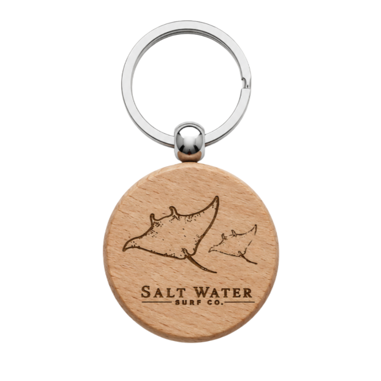 Manta Ray Handmade Engraved Wooden Keychain