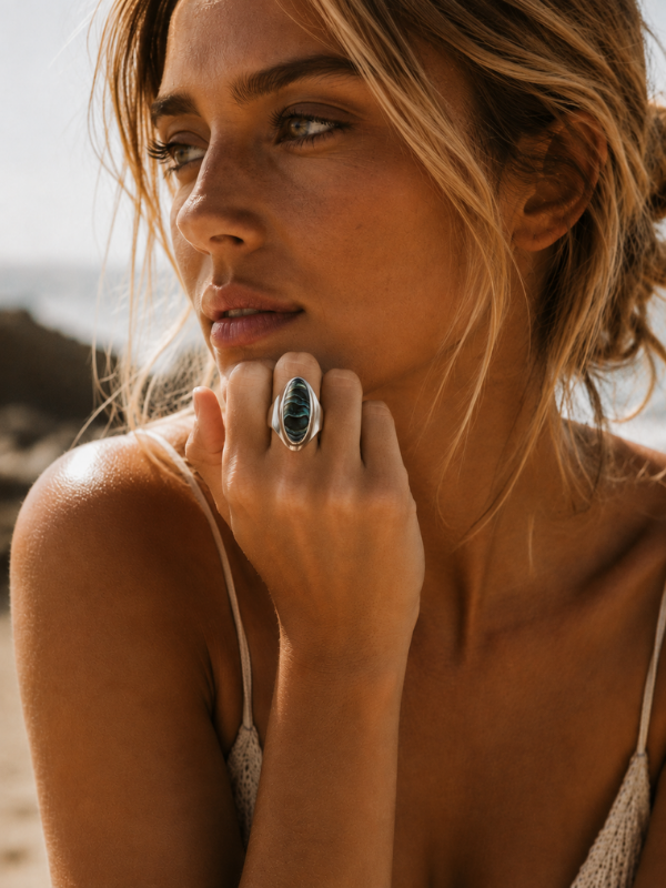 Oval Abalone Statement Ring