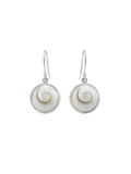 925 sterling silver statement earrings featuring round Shiva shell with unique natural colouring and pattern.