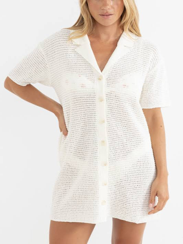 RHYTHM ABBY KNIT SHIRT DRESS