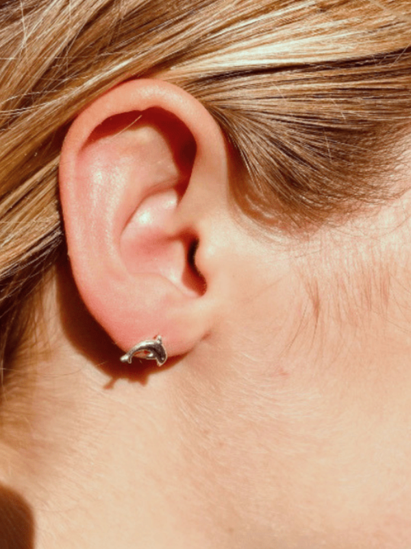 WAVE CREST DOLPHIN STUD EARRINGS