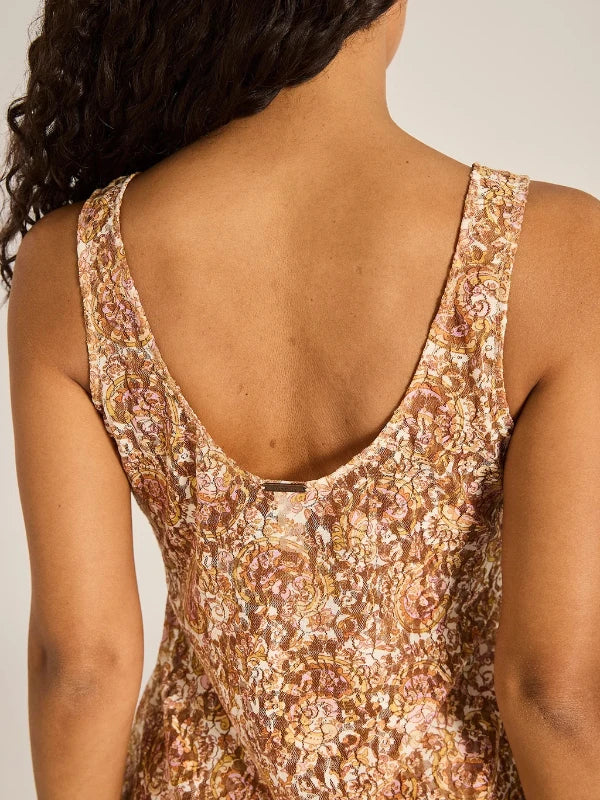 Tigerlily Calista Celestia women's mini dress featuring a feminine silhouette and statement print.