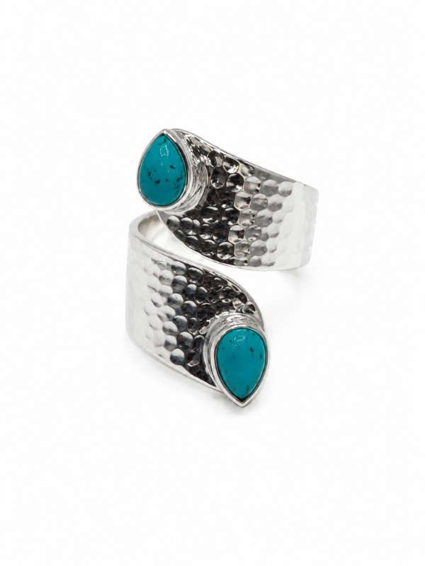 Turquoise Tide Hammered Statement Ring