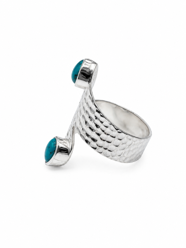 Turquoise Tide Hammered Statement Ring