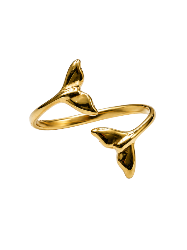 Golden Tide Whale Tail Ring