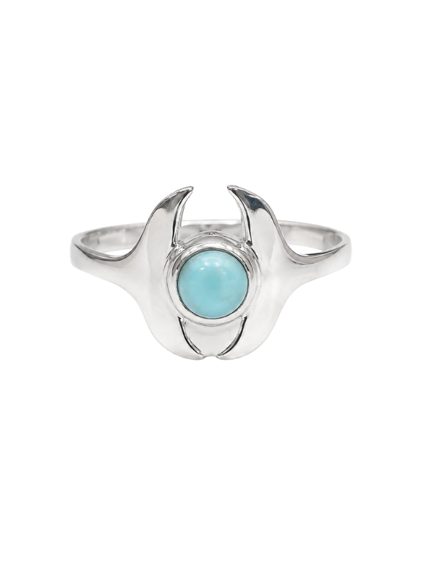 Double Whale Tail Larimar Ring